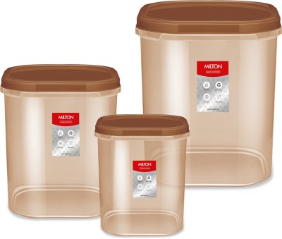MILTON Plastic Cookie Jar  - 6 L, 8 L, 12 L(Pack of 3, Brown)