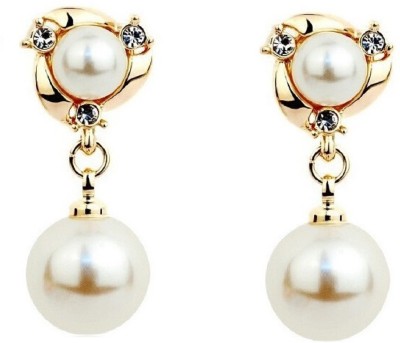 Oomph Gold Plated White Pearl Pearl, Mother of Pearl Brass, Metal Drops & Danglers