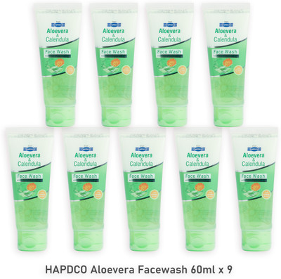 HAPDCO ALOVERA CALENDULA FACE WASH 60ML - 9PACK (9*60ML) Face Wash(540 ml)