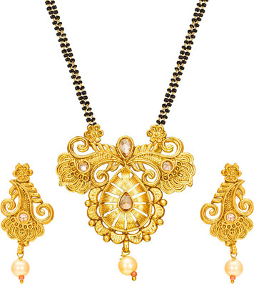 AADITA Metal, Alloy Gold-plated Silver, Black Jewellery Set(Pack of 1)