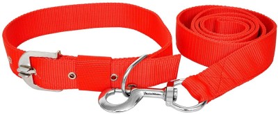 ADIOS Good Quality Nylon 1 inch Red Dog Collar Belt 1.5m Lengthy Dog Collar & Leash(Medium, Multicolor4)