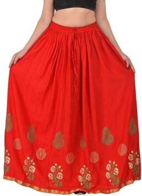 VIKALPS Printed Women Flared Red Skirt