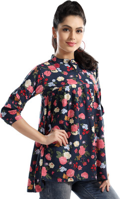 AV2 Casual Juliet Sleeve Floral Print Women Multicolor Top