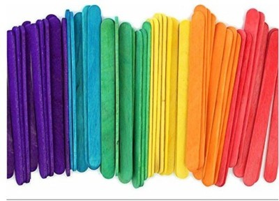 BVM Multicolored Natural Wooden Premium Quality Ice Cream Popsicle Sticks for School Projects (100 stick )