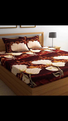 Makhija 10 TC Polycotton Double Self Design Flat Bedsheet(Pack of 1, Maroon)