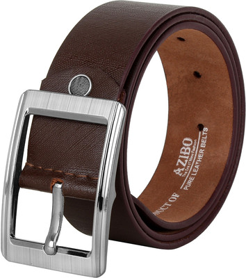 AZIBO Men Casual, Party, Formal, Evening Brown Genuine Leather Belt