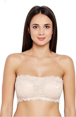 Zed LACE TUBE BRA Women Bandeau/Tube Lightly Padded Bra(Beige)