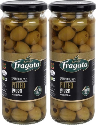 Fragata Pitted Green Olives 440g Pack of 2 Olives(880 g, Pack of 2)