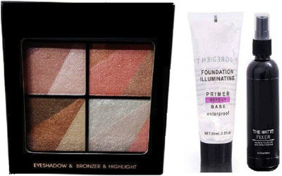 Miss Hot Palette Eyeshaow & Bronzer & Highlighter-04 12 g (Multicolor), Makeup Fixer & Makeup Primer(3 Items in the set)