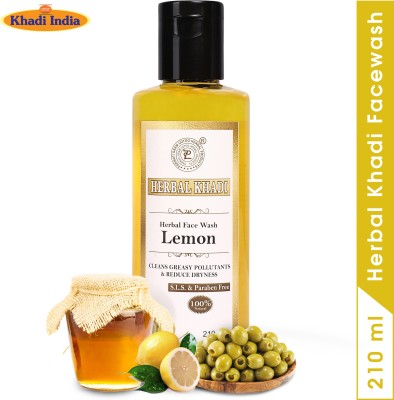 Herbal Khadi Lemon -Oil & Pollutant Cleanser Pimple Anti Acne Extract Of Lemon, Honey No Paraben & Sulphate (Pack of 1) 210 ml Face Wash(210 ml)