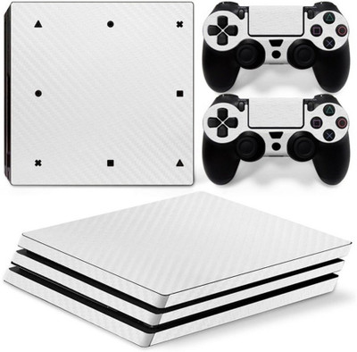 KUMAR Skin Poster White Carbon Fiber Theme Skin Sticker Decal Skin Full Body Cove Set Compatible with Skin Sticker Cover for PS4 Pro  Gaming Accessory Kit(White, For PS4)