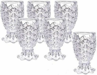 sardar (Pack of 6) Crystal Clear Pineapple Shaped Whiskey Glasses | Drinking Glass | Set of 6 Pieces| 250 ml Glass Whisky Glass(250 ml, Glass, White)