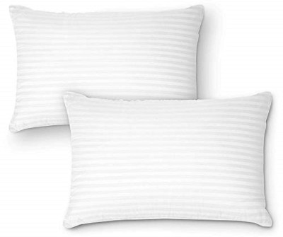 curious lifestyle Microfibre Stripes Sleeping Pillow Pack of 2(White)