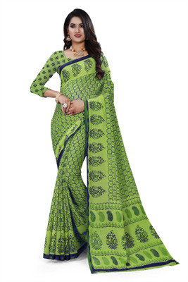 Vimalnath Synthetics Printed Daily Wear Georgette Saree(Green)
