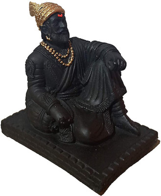 S A Gifts Sai Amrut The Legend of Maharashtra Chhatrapati Shivaji Maharaj Decorative Showpiece  -  8 cm(Marble, Black)