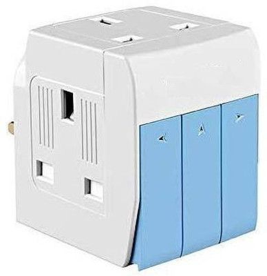 SEVENSPACE 3 Ways Switched Multi Adapter,Individual Switch,Led Indicator, Universal Input With Safety Shutter 3 Pin 3 Way Universal Multiplug Adaptor With Individual Switch - Multi Socket Adapter With LED Indicator Three Pin Plug 3 Ways Switched Multi Adapter,Individual Switch,Led Indicator, Univers