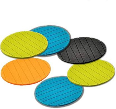 skyunion Round Reversible PVC Coaster Set(Pack of 6)