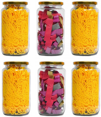 HARI ENTERPRISE Glass Honey Jar  - 1000 ml(Pack of 6, Gold)