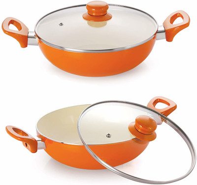 NIRLON Nirlon Induction Base Aluminium Cookware Set, 2-Pieces, Orange Induction Bottom Non-Stick Coated Cookware Set(PTFE (Non-stick), Aluminium, 2 - Piece)