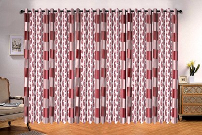 KUBER INDUSTRIES 214 cm (7 ft) Cotton Door Curtain (Pack Of 6)(Printed, Maroon)