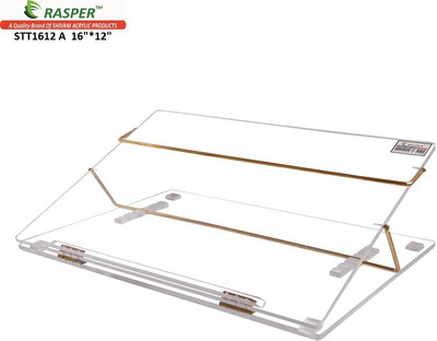 RASPER 2 Compartments Clear Acrylic Writing Desk Easy Reading Desk, Adjustable Height Portable Laptop Table Table Top Elevator (Small Size 16x12 Inches) Premium Quality(Clear Transparent) RASPER 2 Compartments Clear Acrylic Writing Desk Easy Reading Desk, Adjustable Height Portable Laptop Table Table Top Elevator (Small Size 16x12 Inches) Premium Quality(Clear Transparent)