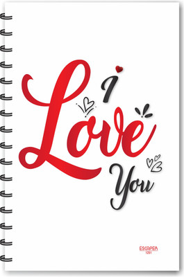 ESCAPER I love you on White Base (Ruled - A5 Size) Designer Notebook , Love Notebooks A5 Notebook Ruled 160 Pages(Multicolor)