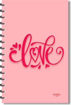 ESCAPER LOVE Baby Pink Cursive (Ruled - A5 Size) Designer Notebook A5 Notebook Ruled 160 Pages(Pink)