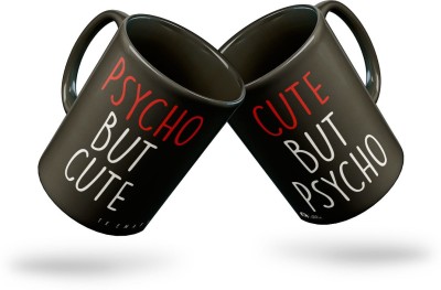 Tee Mafia MUG-VD-02-HP-CUTE-PSYCHO-01 Ceramic Coffee Mug(330 ml, Pack of 2)