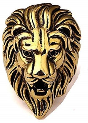 Essence Of Fashion Stainless Steel Roaring Golden Lion Head Unique Design Ring for Men & Boys. Alloy, Metal Ring