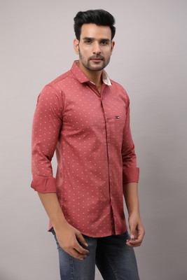 Mialo fashion Men Printed Casual Pink Shirt