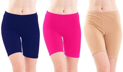 FeelBlue Solid Women Blue, Pink, Beige Cycling Shorts