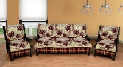 moninfinity Cotton Abstract Sofa Cover(BROWN Pack of 6)