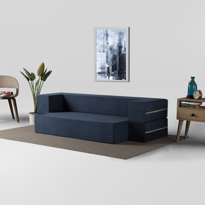 Sleepyhead 3 Seater Double Foam Fold Out Sofa Cum Bed(Finish Color - Royal Blue Delivery Condition - DIY(Do-It-Yourself))