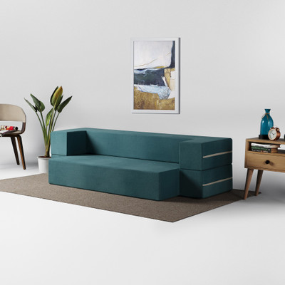 Sleepyhead 3 Seater Double Foam Fold Out Sofa Cum Bed(Finish Color - Deep Teal Delivery Condition - DIY(Do-It-Yourself))