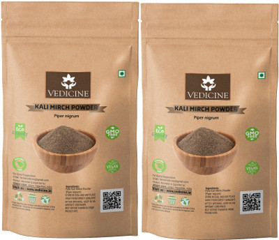 VEDICINE Premium Quality Kali Mirch - Black Pepper Powder - Piper Nigrum(2 x 100 g)