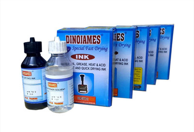 dinojames Fast Drying Ink (for batch coding machine - Metal & Grooved) Stamp Pad Ink(500 ml)