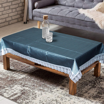 KUBER INDUSTRIES Checkered 4 Seater Table Cover(Grey, PVC)