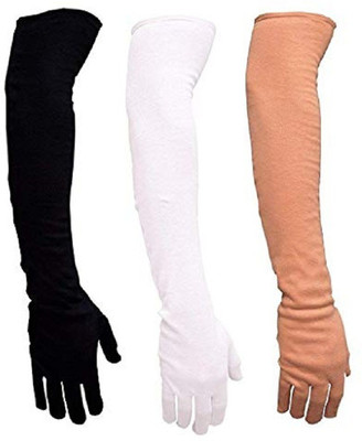 KITTUU Cotton Arm Sleeve For Men & Women(Free, White, Black, Beige)