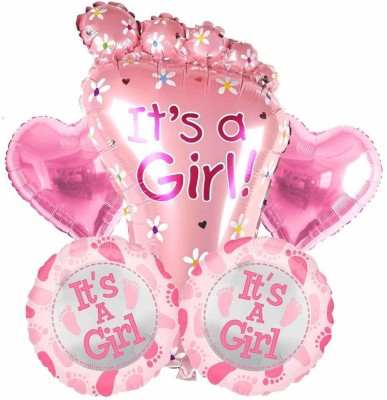 LALA LIFE Printed It's a Girl Balloons for Baby Shower/Birthday, Large (Pink) - Pack of 5 Pieces Welcome Baby Balloon Baby Shower Decoration Foil Balloon Airwalker(Pink, Multicolor, Pack of 5)