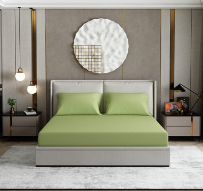 PNP Textiles Microfiber Queen Flat 350 TC Solid Bedsheet(Pack of 1, Green)