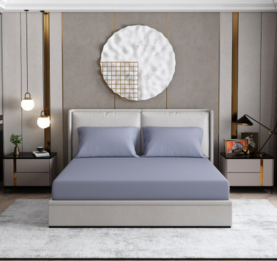 Expert Production Polycotton Double Flat 250 TC Solid Bedsheet(Pack of 1, Grey)