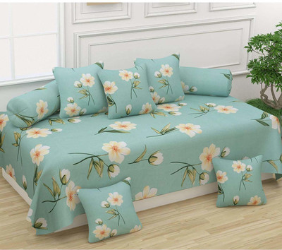 CASTIQA Polycotton Floral Diwan Set(Light Green)