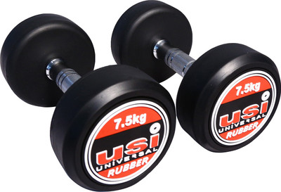 usi Dumbbells , Dumbbells Set , Rubber Dumbbells , TUGH RUBBER DUMBBELL RDB_7.5 Fixed Weight Dumbbell(15 kg)
