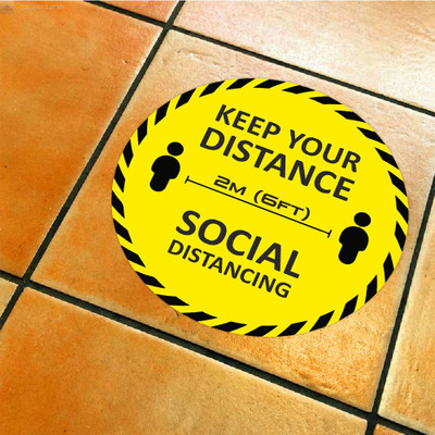 Anweshas Pack of 6 Keep Your Distance 2M (6Ft) Floor Sticker, Social Distancing Emergency Sign