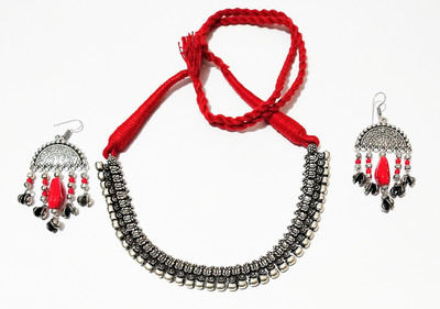 athizay Metal Red, Silver Jewellery Set(Pack of 1)