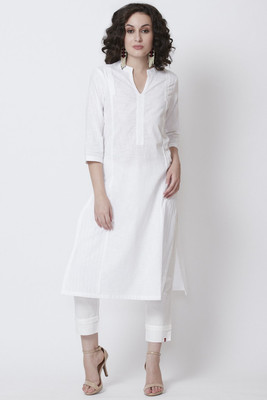 biba-women-solid-straight-kurtawhite