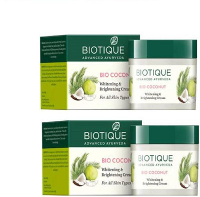 BIOTIQUE bio coconut whitening & brightening cream 50g pack of 2(100 g)