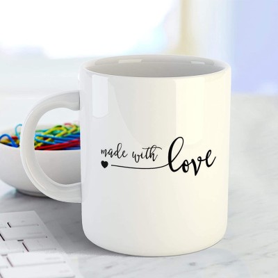 Artscoop Made with Love Coffee Cup Ceramic 11 oz Tea Cup Makes a Great Gift for Your Loved Ones Ceramic Coffee Mug(350 ml)