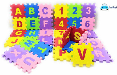 baby tone ABC and Numbers Puzzle Mat Non Toxic EVA Foam Alphabet and Number Interlock Puzzle Mat for Kids Learn and Play, 36 Blocks Board Game Accessories Board Game(Multicolor)