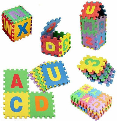 SHALAFI toys 36pcs Mini Puzzle Foam Mat for Kids, Interlocking Learning Alphabet and Number Mat for Kids(36 Pieces)